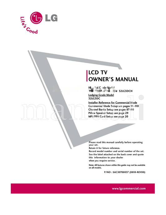 LG LCD (124 pages) TV Operating Manual