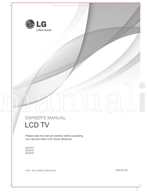 LG LD310-MA S0-87436 MFL41469222 (62 pages) TV Operating Manual