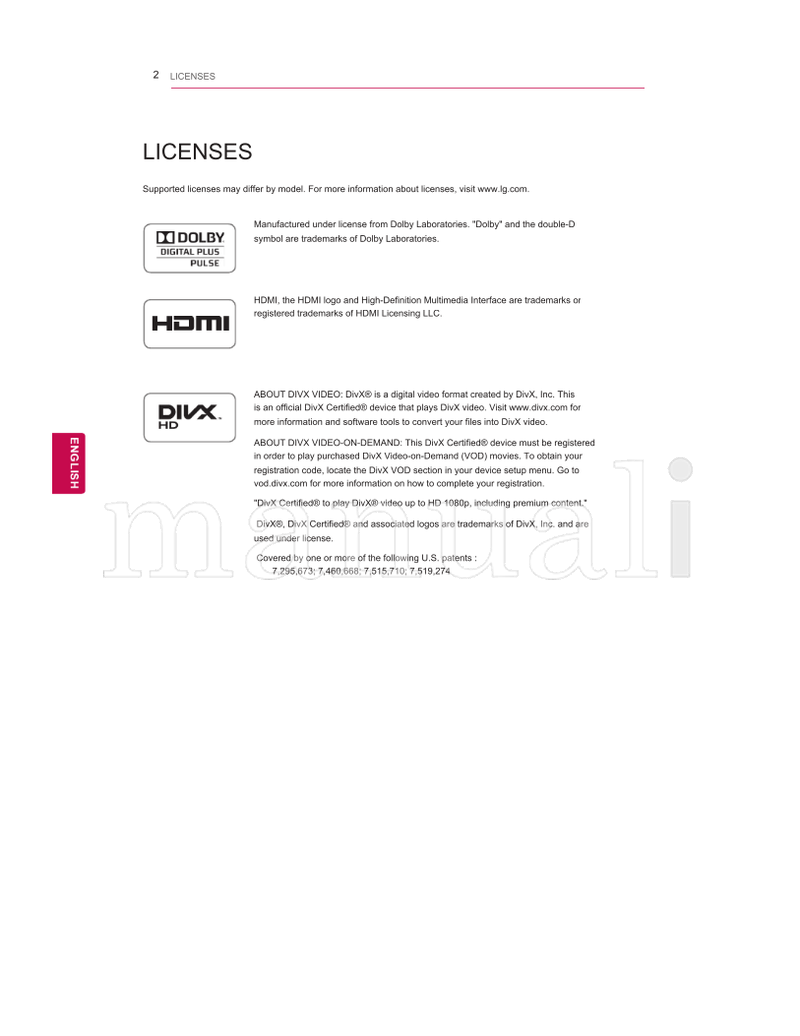 LG 22LV2500 85 pages TV Operating Manual