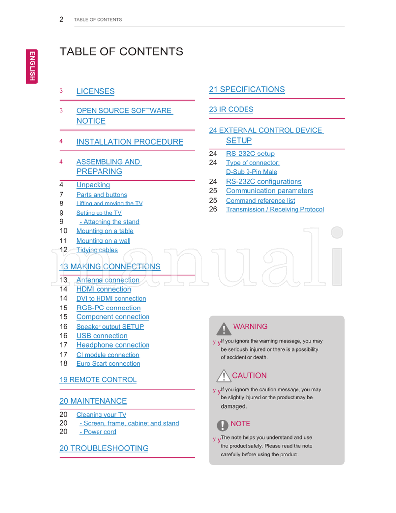 LG LJ62** (32 pages) TV Operating Manual