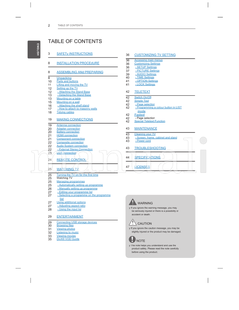 LG LN41** LN405* LN406* LN51** MFL67782404 (48 pages) TV Operating Manual