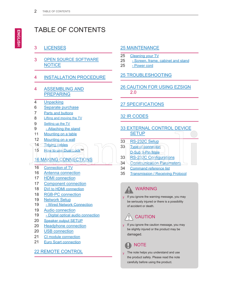 LG LT38** LT64** LT66** LT74** LT76** (40 pages) TV Operating Manual