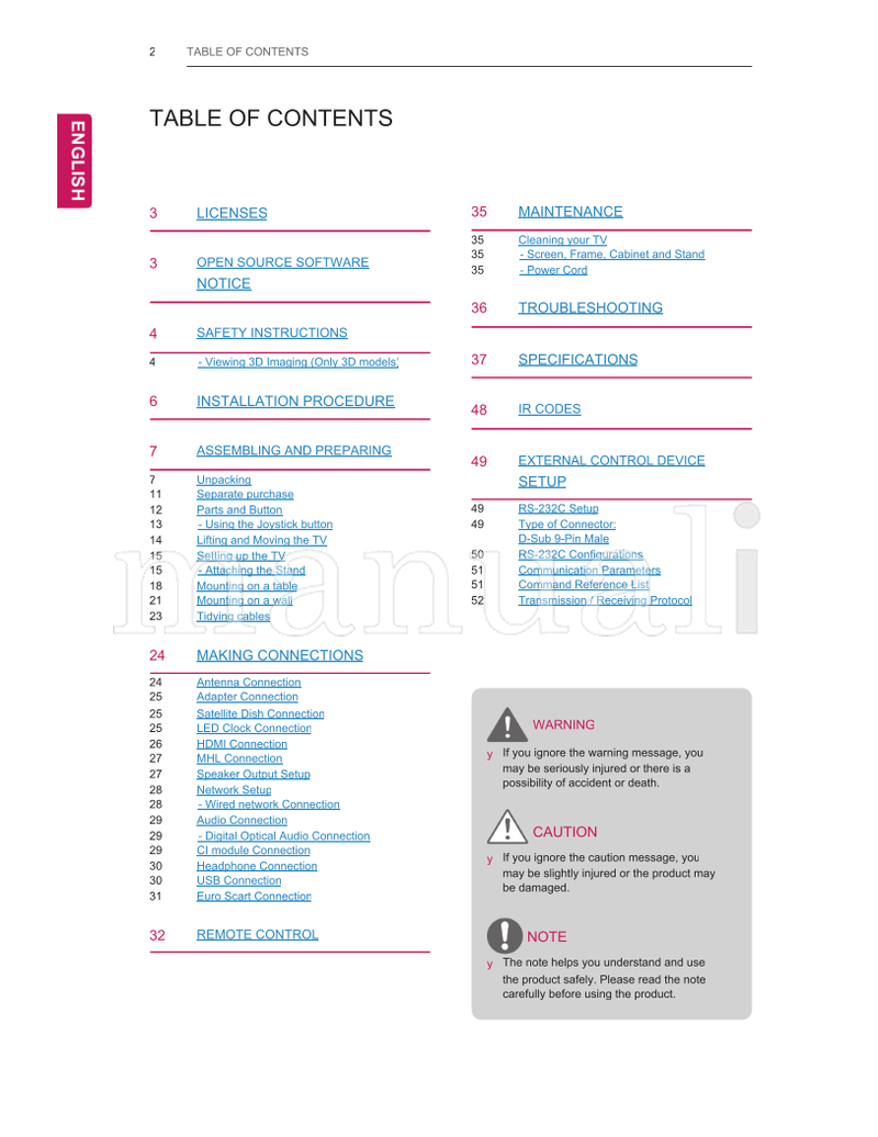 LG LW75** LW76** LY75** LY76** LY96** (58 pages) TV Operating Manual