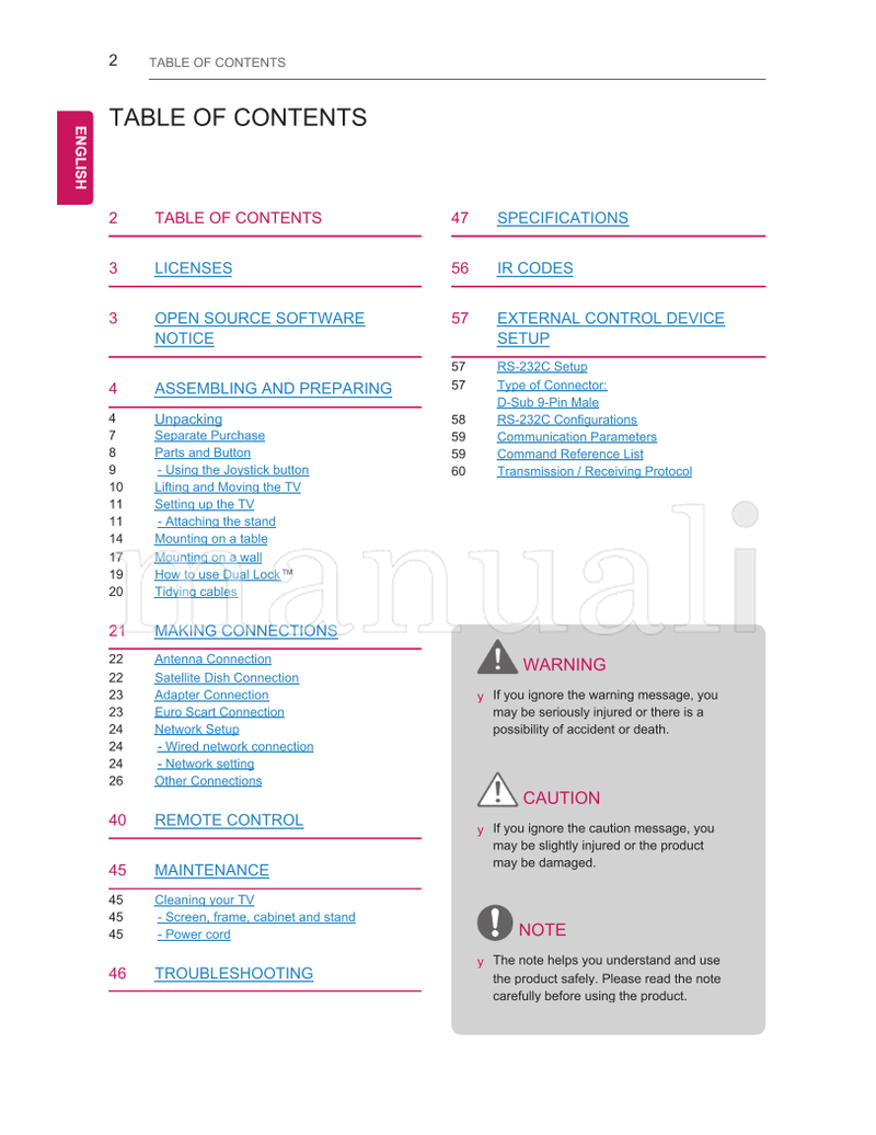 LG LY31** LY33** LY34** LY54** LY53** (65 pages) TV Operating Manual