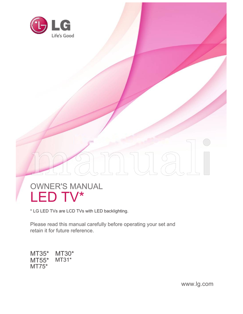 LG MT35* MT30* MT55* MT31* MT75* (29 pages) TV Operating Manual