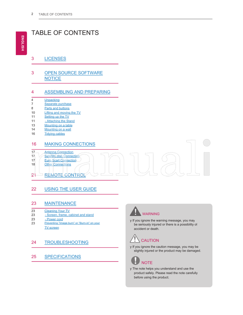 LG MT35* MT30* MT55* MT31* MT75* (29 pages) TV Operating Manual