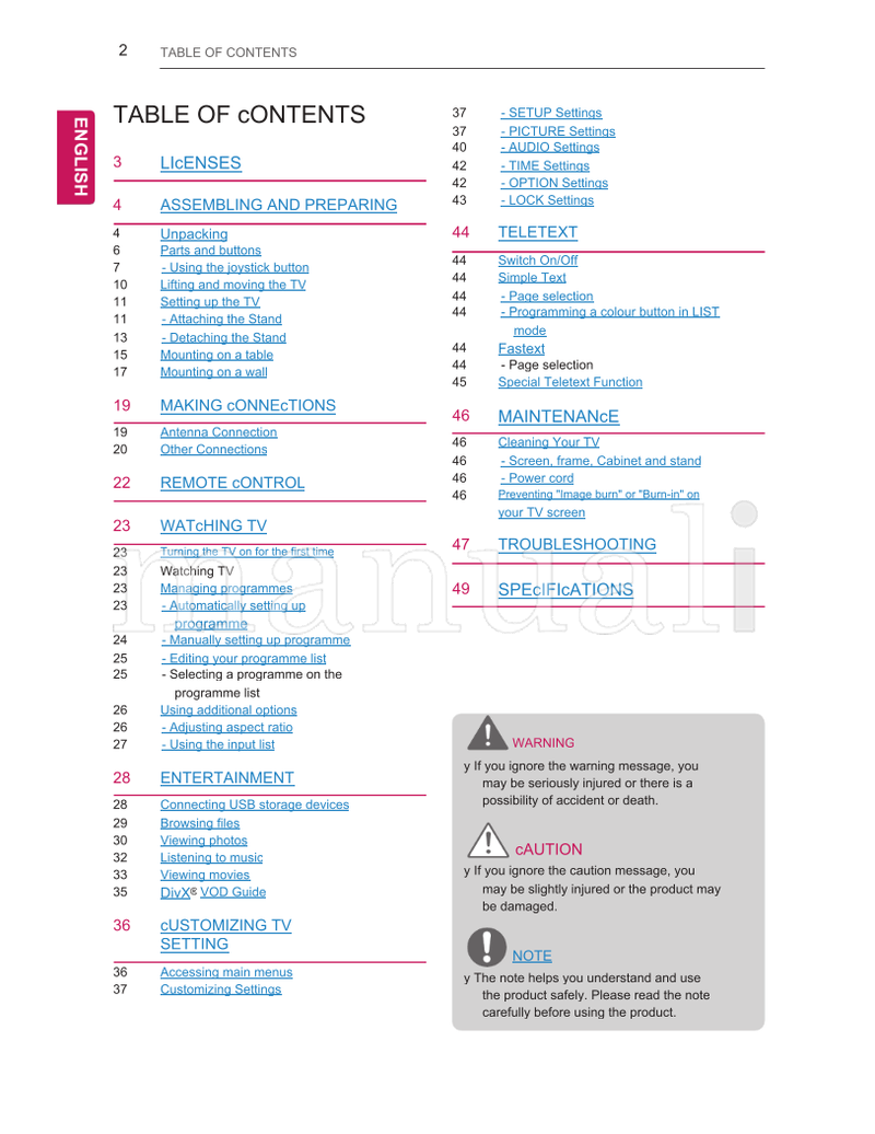 LG MT44* MT45* (52 pages) TV Operating Manual