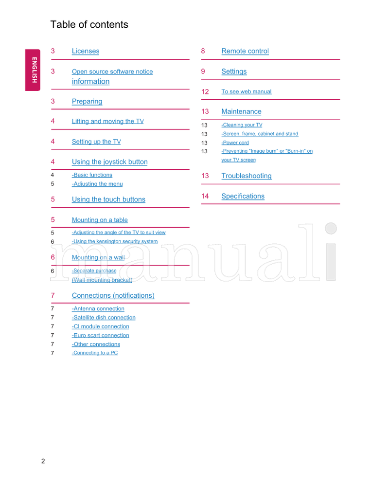 LG MT57* MT77* MT47* MT48* (18 pages) TV Operating Manual
