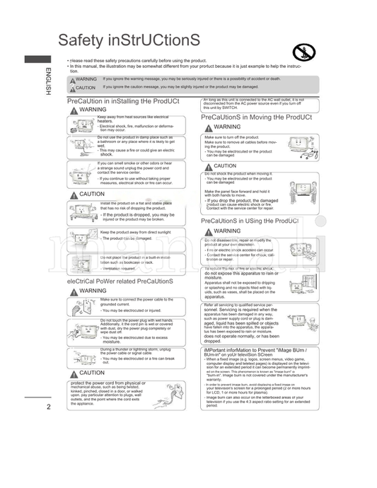 LG Safety 42LD5 Series (17 pages) TV Operating Manual