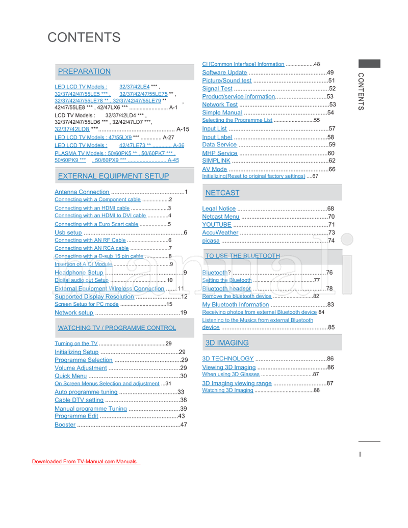 LG LSW100B LSW100BG 32LE7 32LD6 32LD7 32LD8 PSW400B PSW400BG (289 pages) TV Operating Manual