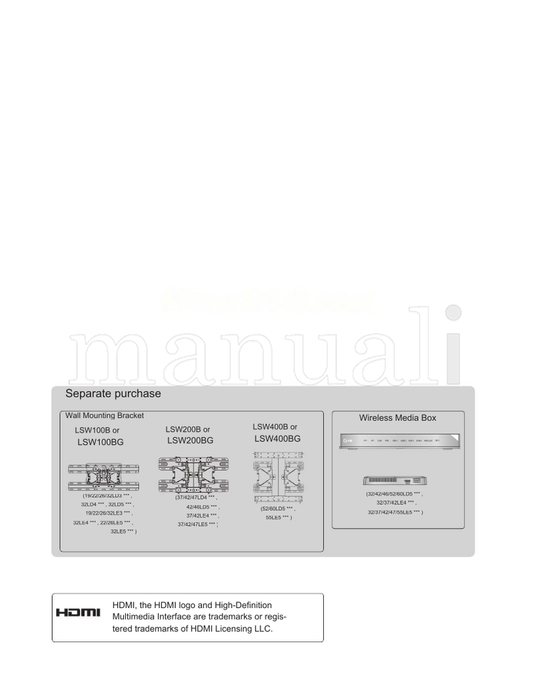 LG LSW100B LSW100BG 32LD3 32LD4 32LD5 32LE3 32LE4 26LE5 32LE5 (220 pages) TV Operating Manual