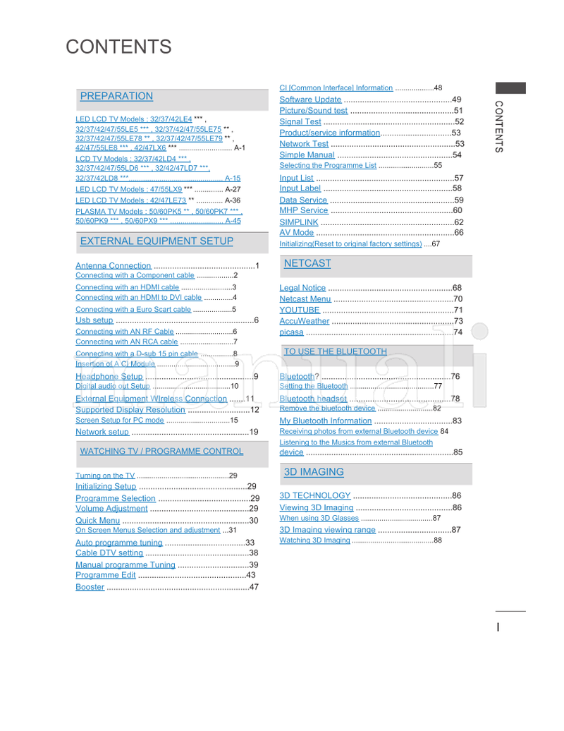 LG LSW100B LSW100BG 32LE5 32LE7 32LD4 32LD6 32LD7 32LD8 DSW400B (289 pages) TV Operating Manual