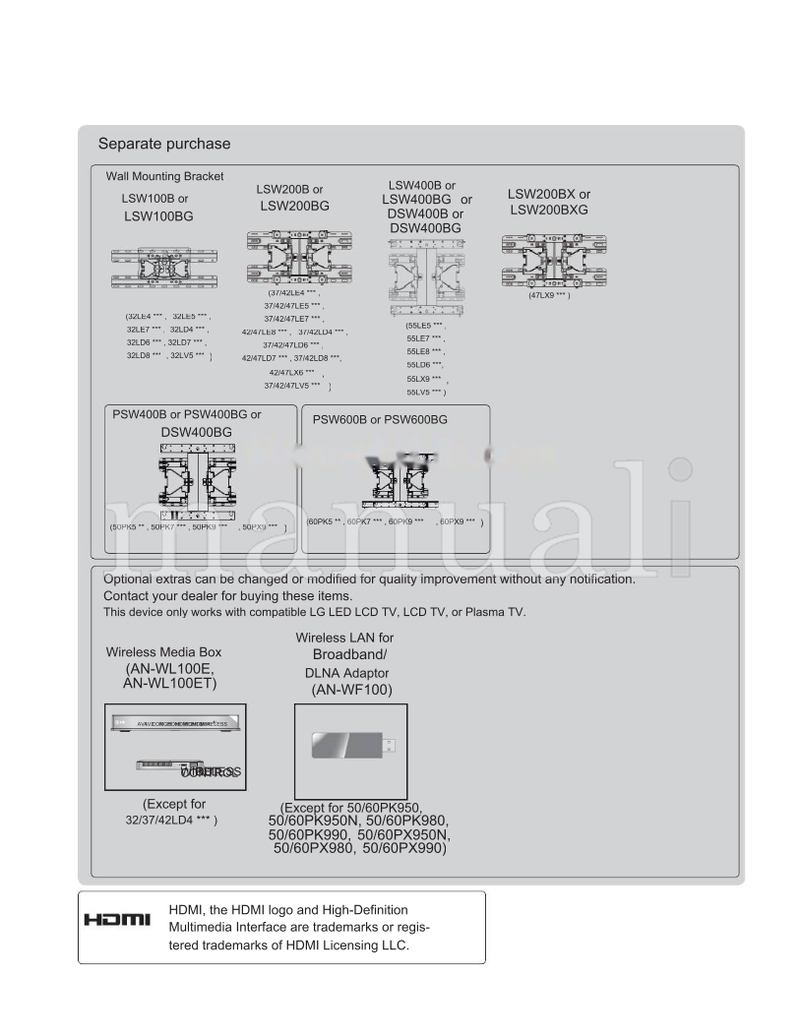 LG LSW100B LSW100BG 32LE5 32LE7 32LD4 32LD6 32LD7 32LD8 32LV5 (289 pages) TV Operating Manual