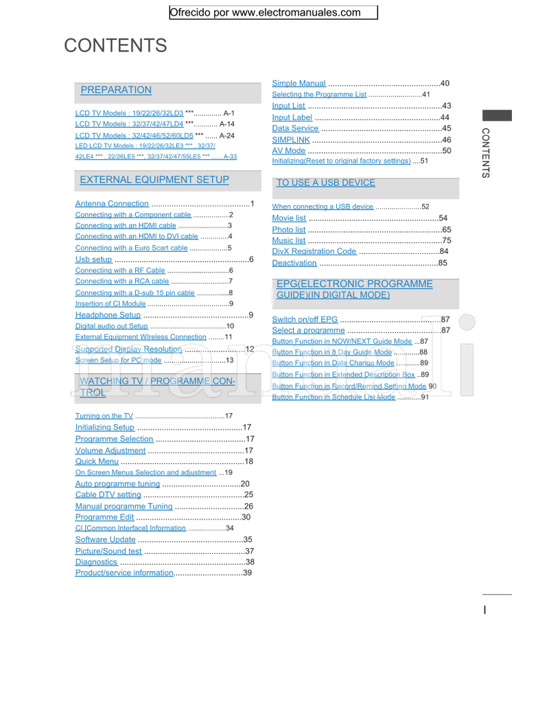 LG LSW200B LSW100B LSW200BG LSW100BG 32LD3 32LD4 32LD5 32LE3 (220 pages) TV Operating Manual