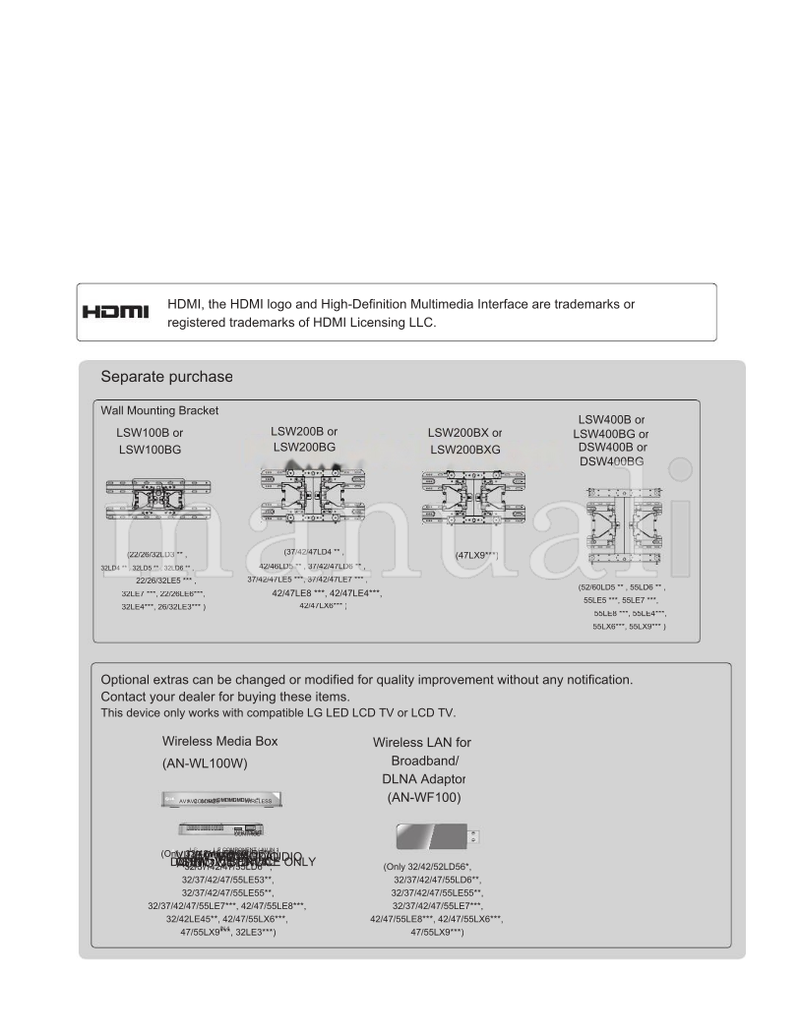LG LSW100B LSW100BG 32LD3 32LD4 32LD5 32LD6 32LE5 32LE7 (242 pages) TV Operating Manual