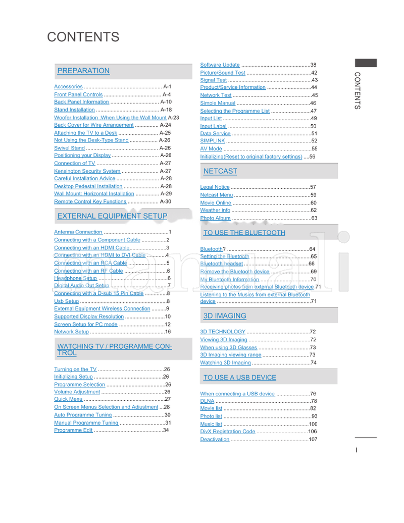 LG LSW100B LSW100BG 32LD3 32LD4 32LD5 32LD6 32LE5 32LE7 (242 pages) TV Operating Manual