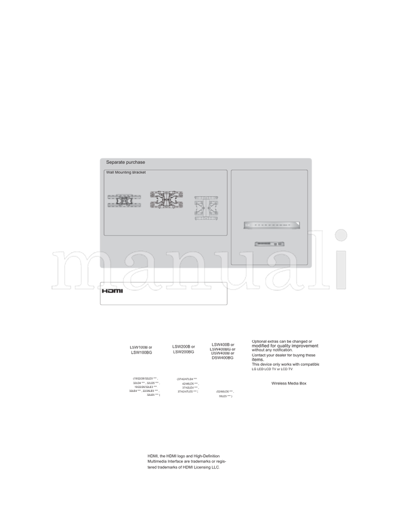 LG LSW100BG 32LD3 32LD4 32LD5 32LE3 32LE4 26LE5 32LE5 LSW400B (220 pages) TV Operating Manual