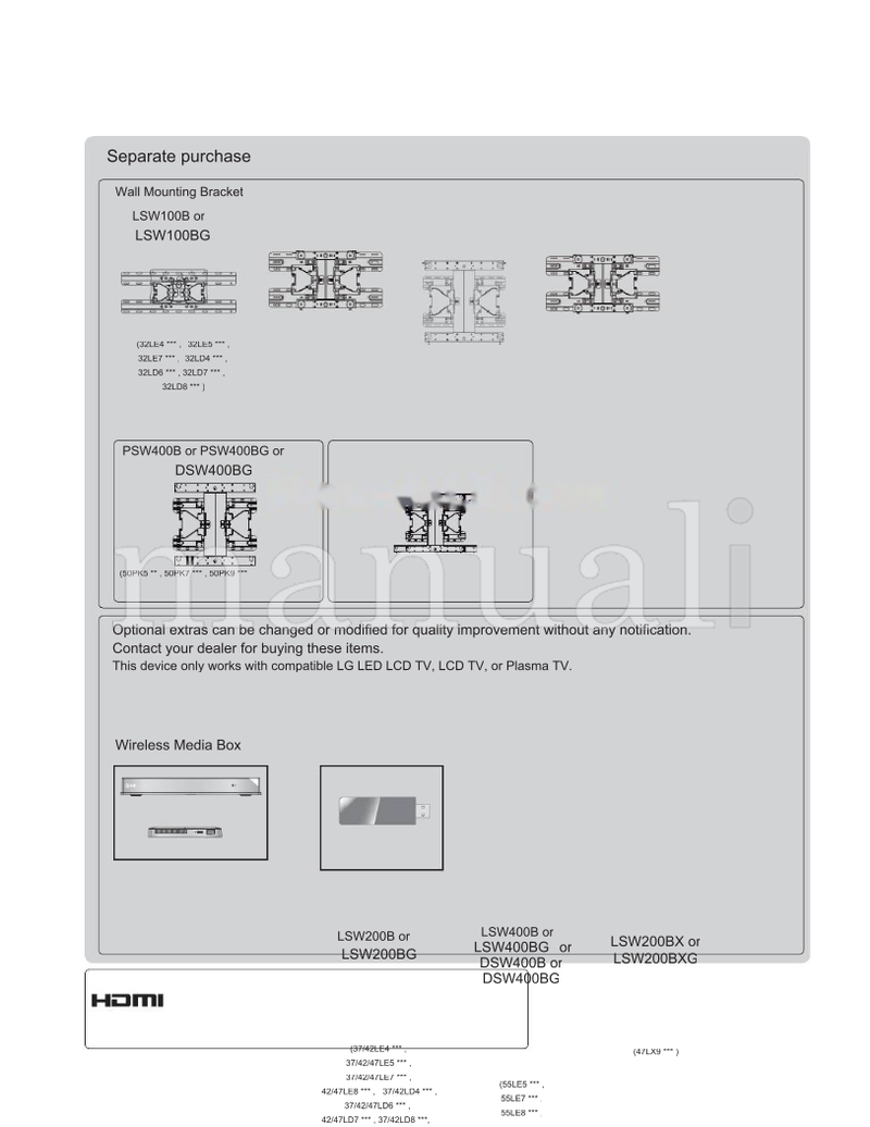LG LSW100B LSW100BG 32LE5 32LE7 32LD4 32LD6 32LD7 32LD8 PSW400B (289 pages) TV Operating Manual