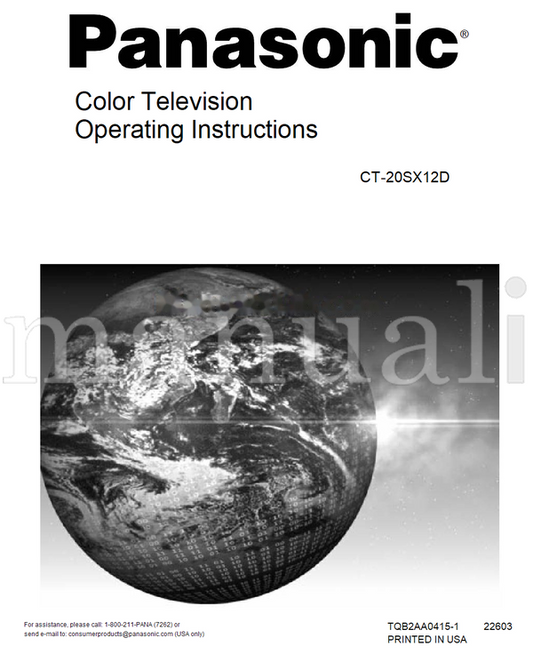 Panasonic 1-800-211-PANA CT-20SX12D TQB2AA0415-1 22603 (72 pages) TV Operating Manual