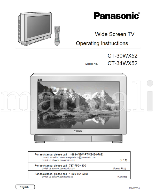 Panasonic CT-30WX52 CT-34WX52 TQBC0385-1 (72 pages) TV Operating Manual
