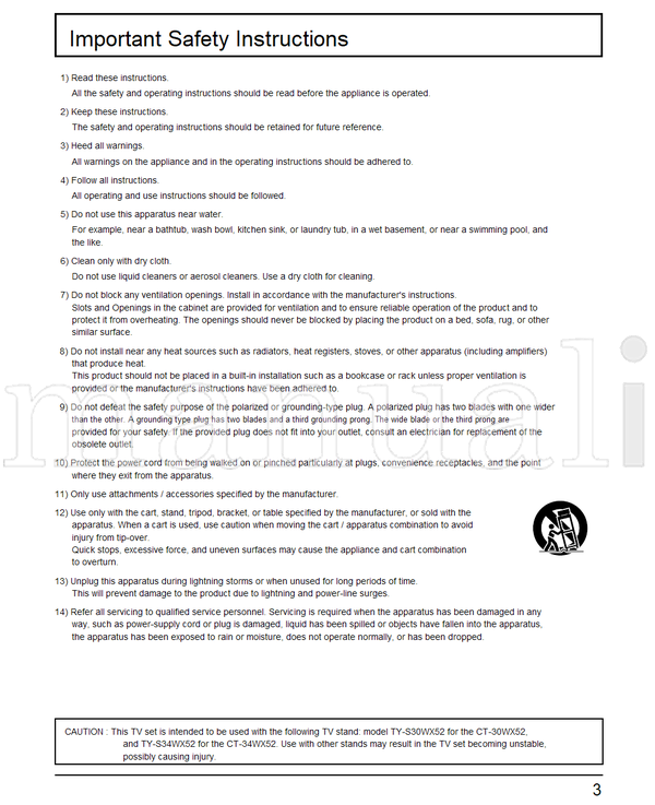 Panasonic CT-30WX52 CT-34WX52 TQBC0385-1 (72 pages) TV Operating Manual