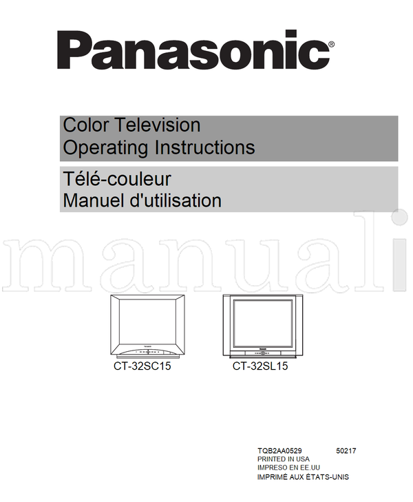 Panasonic CT-32SC15 CT-32SL15 TQB2AA0529 50217 (56 pages) TV Operating Manual