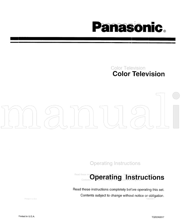 Panasonic TQB2A0817 (16 pages) TV Operating Manual