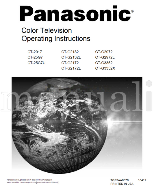 Panasonic CT-2017 CT-25G7 CT-25G7U CT-G2132 CT-G2132L CT-G2172 (72 pages) TV Operating Manual