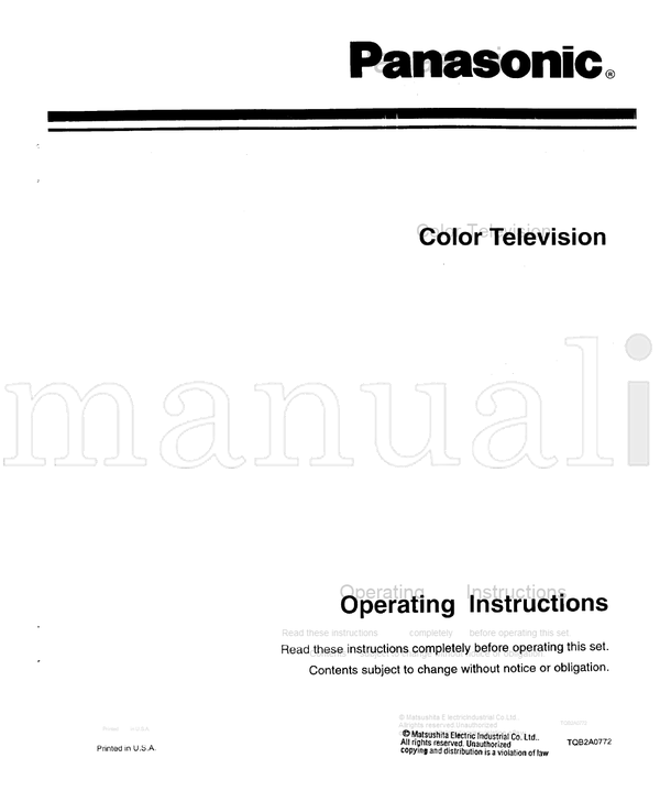 Panasonic TQB2A0772 (28 pages) TV Operating Manual
