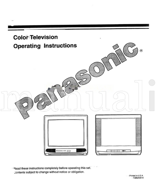 Panasonic 0oooo TQB2AO919 (32 pages) TV Operating Manual