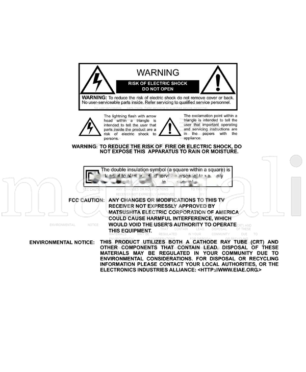 Panasonic CT-20D12D CT-20G7D CT-27G7D CT-27G7DU CT-27G7SD CT-27G7SDU (36 pages) TV Operating Manual