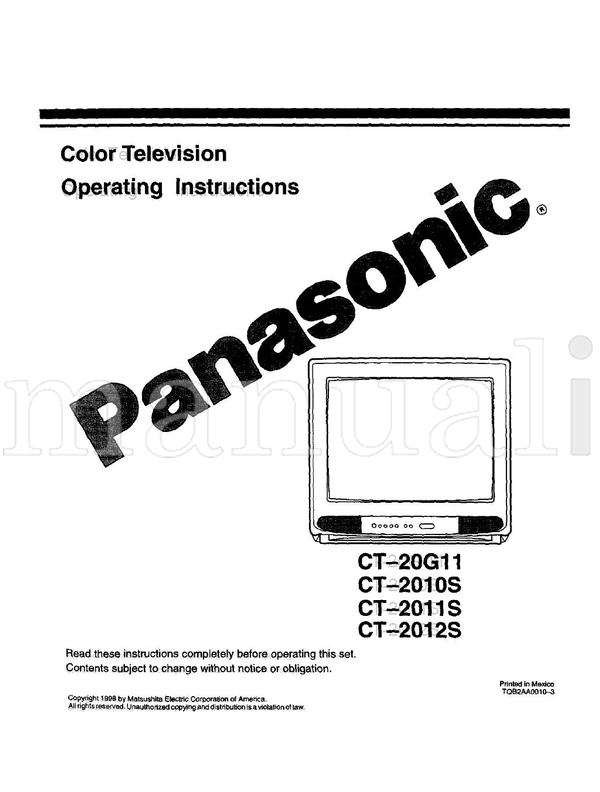 Panasonic CT-20G CT-2010S CT-2011S CT-2012S (24 pages) TV Operating Manual