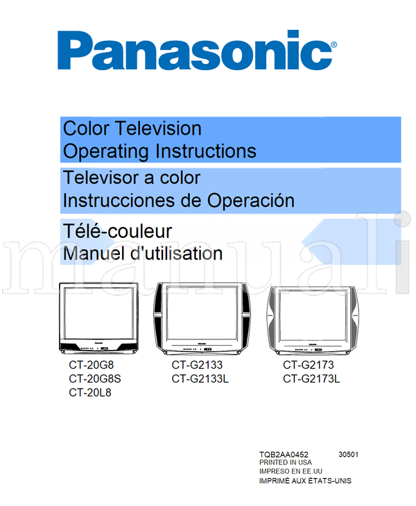 Panasonic CT-20G8 CT-20G8S CT-20L8 CT-G2133 CT-G2133L CT-G2173 (57 pages) TV Operating Manual