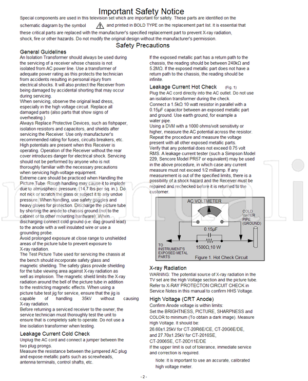 Panasonic CT-20R6E CT-20R6CE CT-20D11E CT-20D11DE CT-2006SE CT-20G6E (56 pages) TV Service Manual
