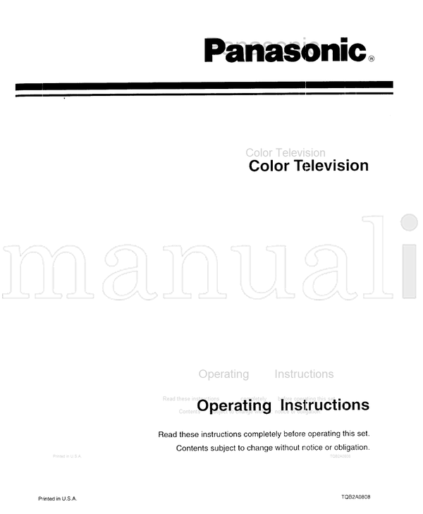 Panasonic TQB2A0808 (28 pages) TV Operating Manual
