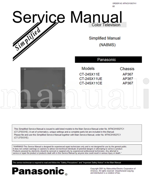 Panasonic MTNC010527C1 CT-24SX11E CT-24SX11UE CT-24SX11CE MTNC010837A1 (36 pages) TV Service Manual