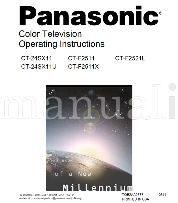 Panasonic CT-24SX11 CT-24SX11U 1-800-211-PANA CT-F2511 CT-F2511X (50 pages) TV Operating Manual