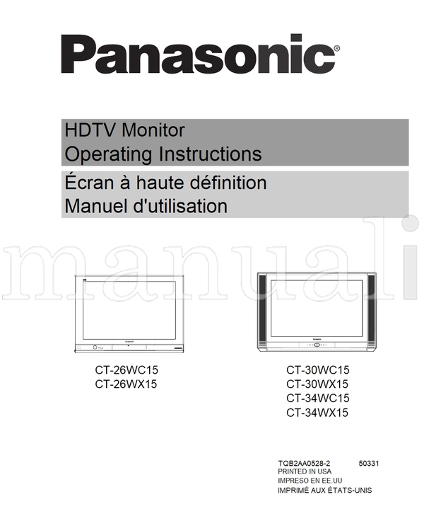 Panasonic CT-26WC15 CT-26WX15 CT-30WC15 CT-30WX15 CT-34WC15 CT-34WX15 (64 pages) TV Operating Manual