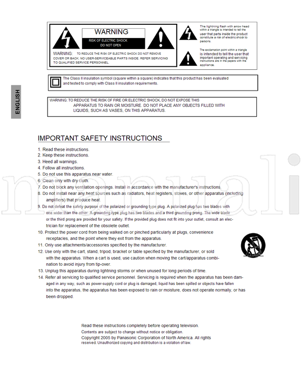 Panasonic CT-26WC15 CT-26WX15 CT-30WC15 CT-30WX15 CT-34WC15 CT-34WX15 (64 pages) TV Operating Manual