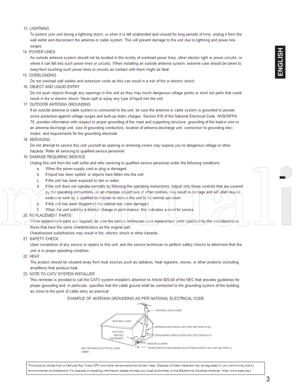 Panasonic CT-2701 (25 pages) TV Operating Manual