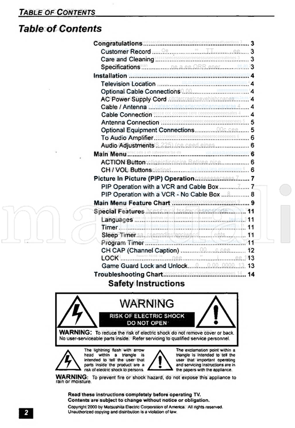 Panasonic CT-2771S CT-3271S CT-35G25 CT-G2178X CT-G2188L TOBZAAIS29 (32 pages) TV Operating Manual