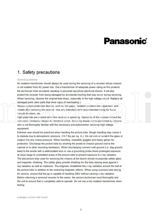 Panasonic CT27C8G (62 pages) TV Service Manual