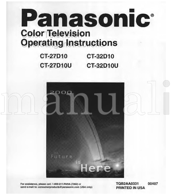 Panasonic CT-27D10 CT-32D10 CT-27D10U CT-32D10U TQB2AA0331 (36 pages) TV Operating Manual