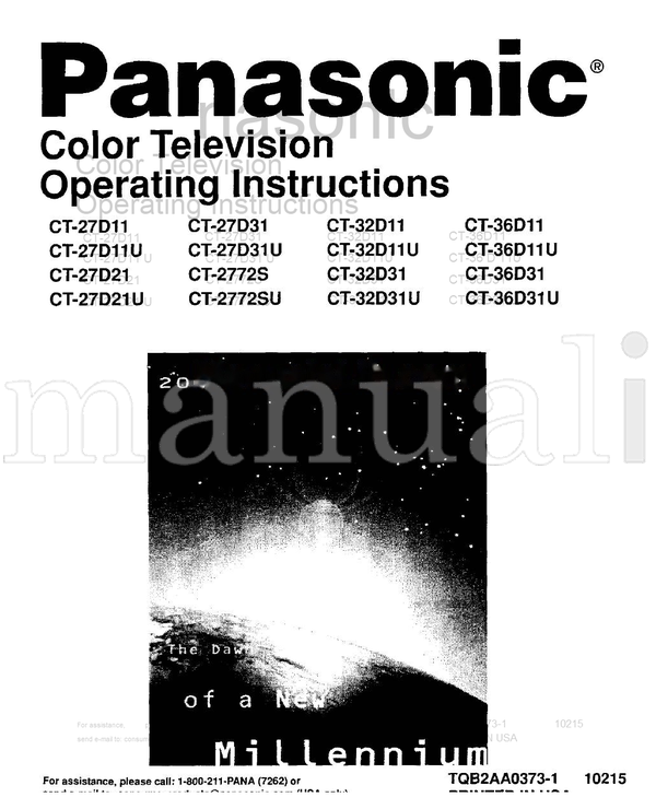 Panasonic CT-27D11 CT-27D21 CT-27D31 CT-2772S CT-2772SU CT-32D11 (25 pages) TV Operating Manual