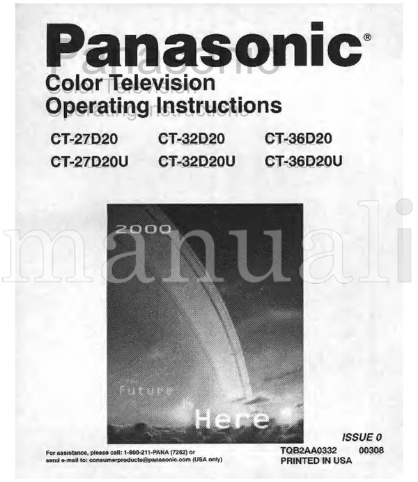 Panasonic CT-27D20 CT-32D20 CT-36D20 CT-27D20U CT-32D20U CT-36D20U (44 pages) TV Operating Manual