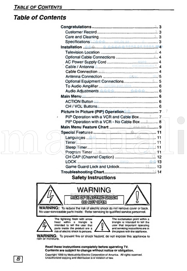 Panasonic CT-27G24 CT-32G24 Cl-G2177X CT-35G24 CT-G2187L CT-G2177 (32 pages) TV Operating Manual
