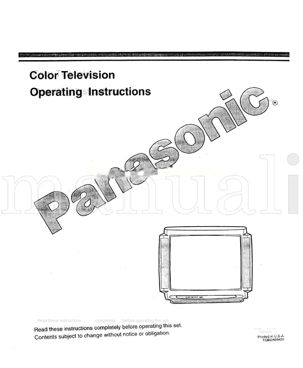 Panasonic TQB2A09431 (36 pages) TV Operating Manual