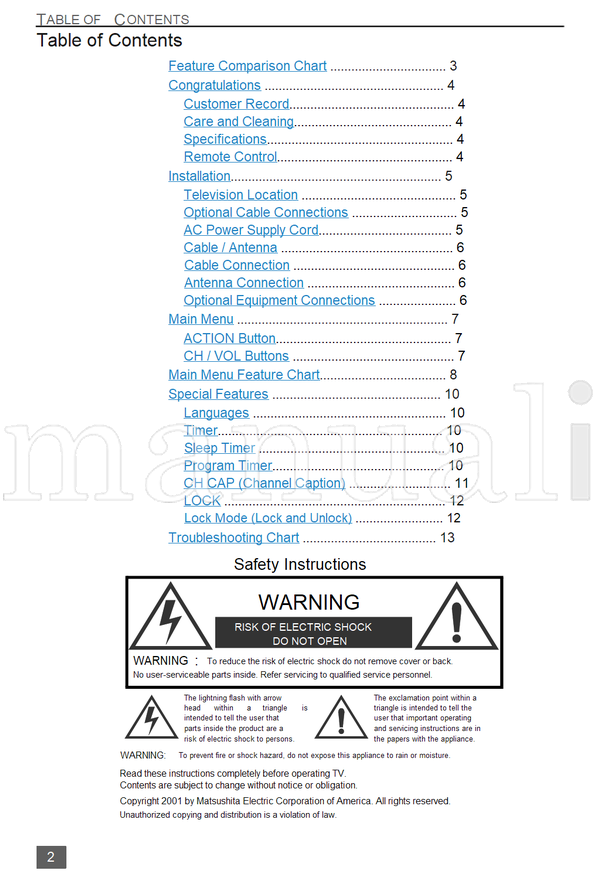Panasonic CT-27G6D CT-32G6C (32 pages) TV Operating Manual