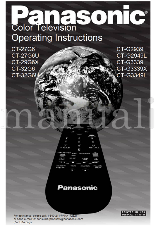 Panasonic CT-27G6 CT-27G6U CT-29G6X CT-32G6 CT-32G6U CT-G2939 (32 pages) TV Operating Manual