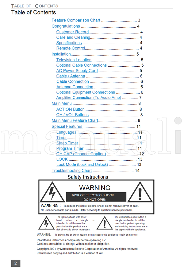 Panasonic CT-27G6 CT-27G6U CT-29G6X CT-32G6 CT-32G6U CT-G2939 (32 pages) TV Operating Manual